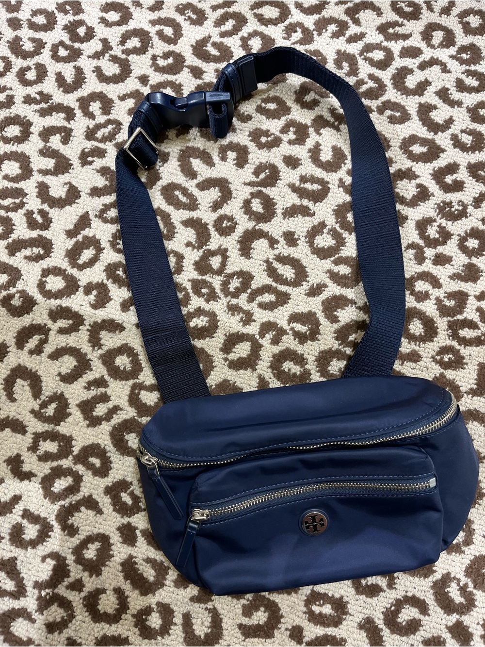 Tory Burch belt bag nylon  bag zip closure logo accent gold